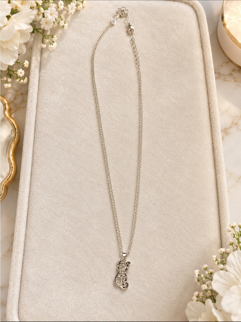 Silver Cat Pendant Necklace - Women's Jewelry